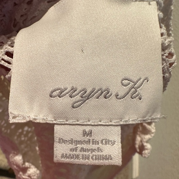 Aryn K. Anthropologie White Gold Crocheted Gauze Embellished Boho Blouse medium - Picture 11 of 15